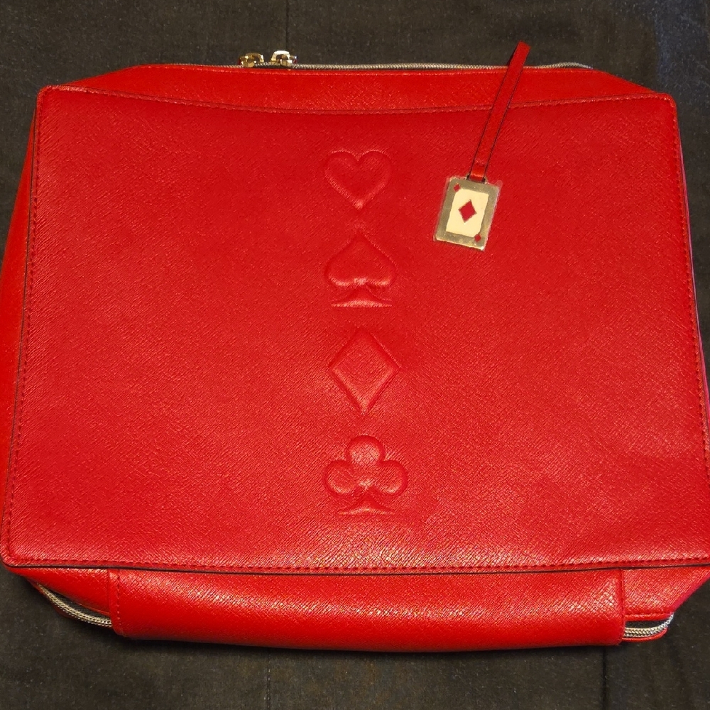 Estee Lauder Red Cosmetic Bag with Card Suit Design